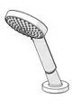 Handbrause in chromfarbener Ausführung mit runder Kopfbrause und mehreren Wasserstrahlauslässen. Das Produkt gehört zur Marke HANSA.